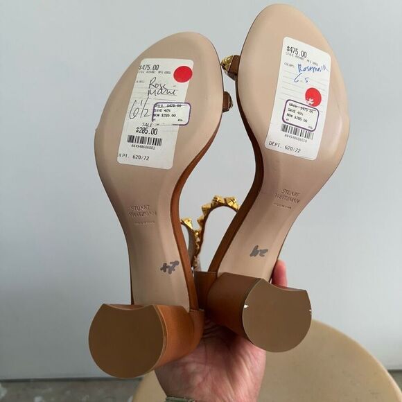 Stuart Weitzman Women’s Rosemarie Studded Leather Sandals - Picture 6 of 10